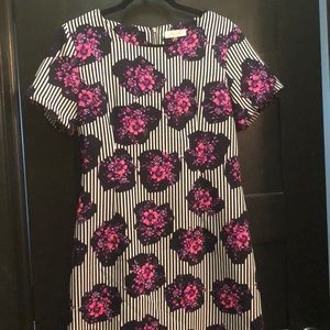 Floral & striped shift dress